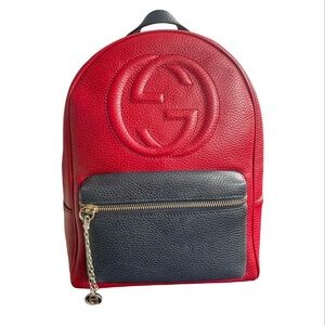 Gucci Red and Black Leather soho Backpack - authentic - Rank AB